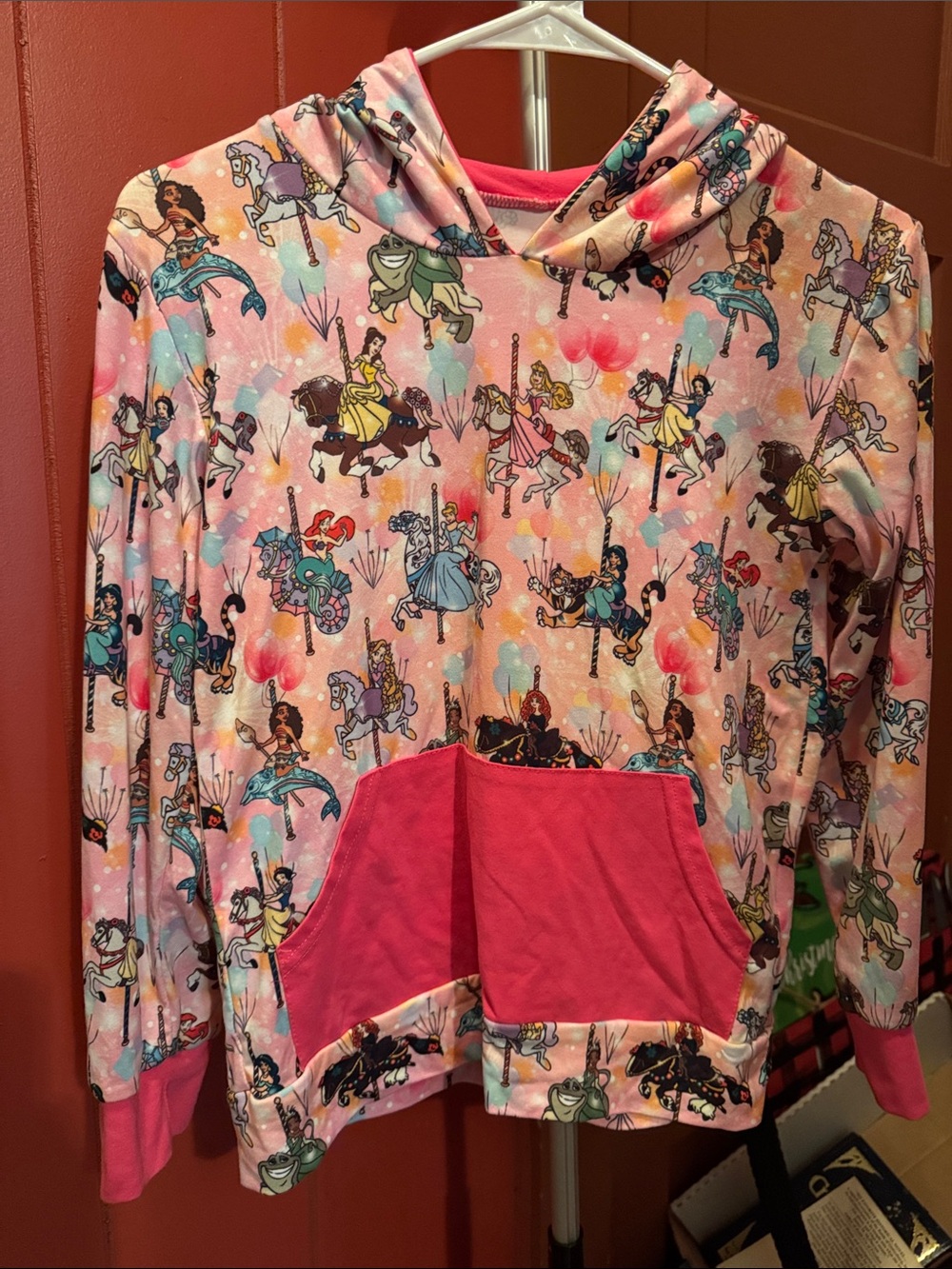 Source Unknown Disney Pink Multicolor Girls' Princess Carousel Hoodie